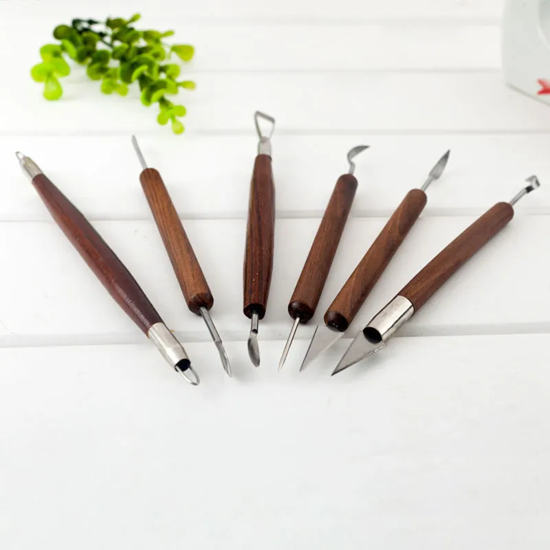 

6pcs New Clay Sculpting Set Wax Carving Pottery Tools Shapers Polymer Modeling Kit Tools P10