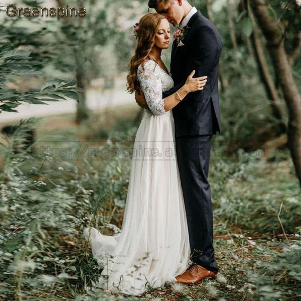 Женское пляжное платье с открытой спиной Greenspine Boho кружевное свадебное из тюля
