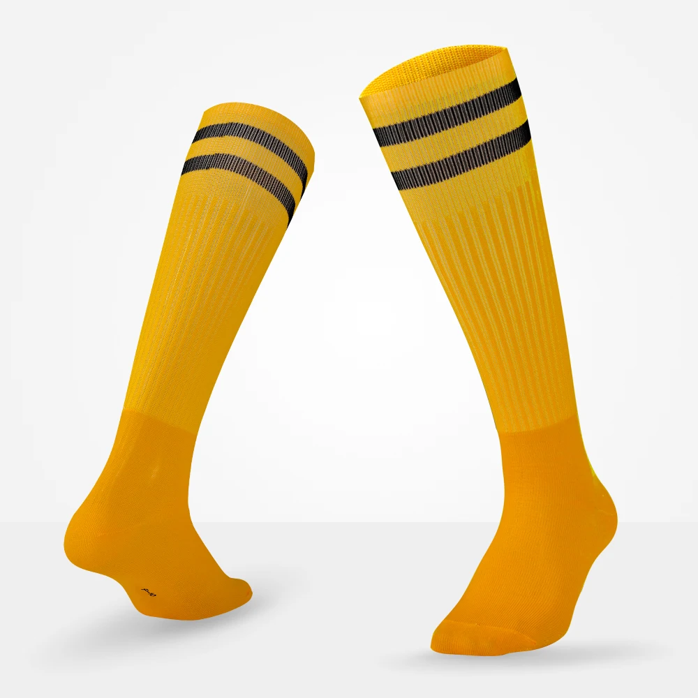 Brothock/Детские футбольные носки для взрослых, мужские носки, тонкие носки, Нескользящие тренировочные носки, летние гольфы, высокие носки - Цвет: Yellow