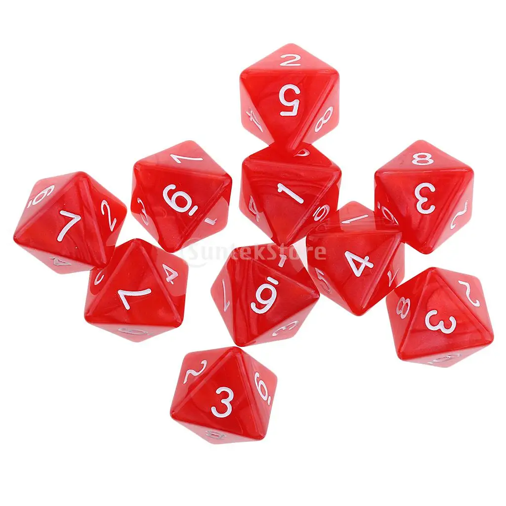 8 Sided Dice D8 Polyhedral Dice 10pcs for Dungeons and Dragons Table Games