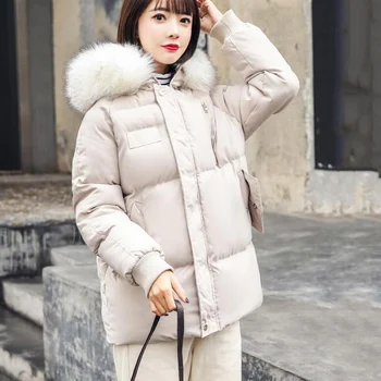 

2019 Short Cotton-padded Jacket Fashion Winter Jacket for Women Fur Collar Solid color Coat Women cc210