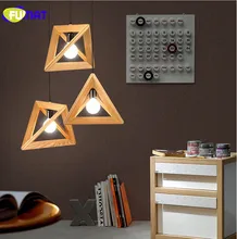 FUMAT Nordic Wooden Triangle LED Pendant Light for Restaurant Cafe Loft Pendant Lamp Vintage Hanging Lamp Bar Wood Light Fixture nordic vintage pastoral bird glass lamp wroungh iron pendant light for restaurant inner coffee bar decorative fixture