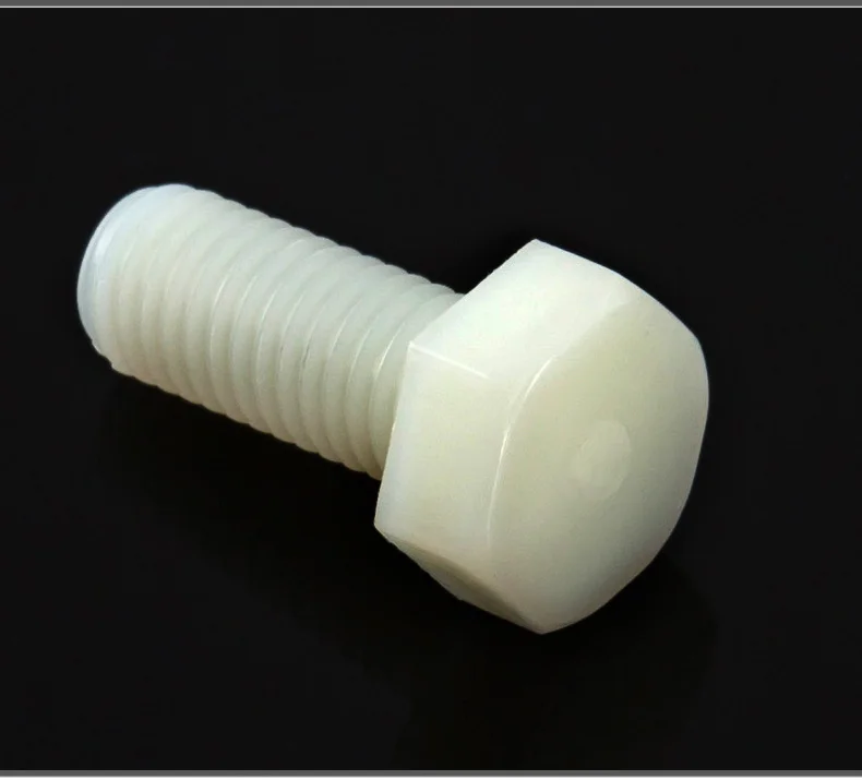 100pcs Din933 White Nylon Screws Full Thread Outer Hex Insulation Screw
