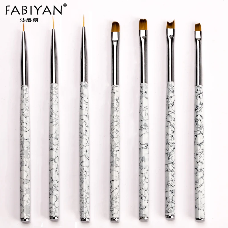 

Nail Art Brush Marble Painting Draw Carving Flat Round Pen Builder French Acrylic Liner UV Gel Polish Tips Design Manicure Tools