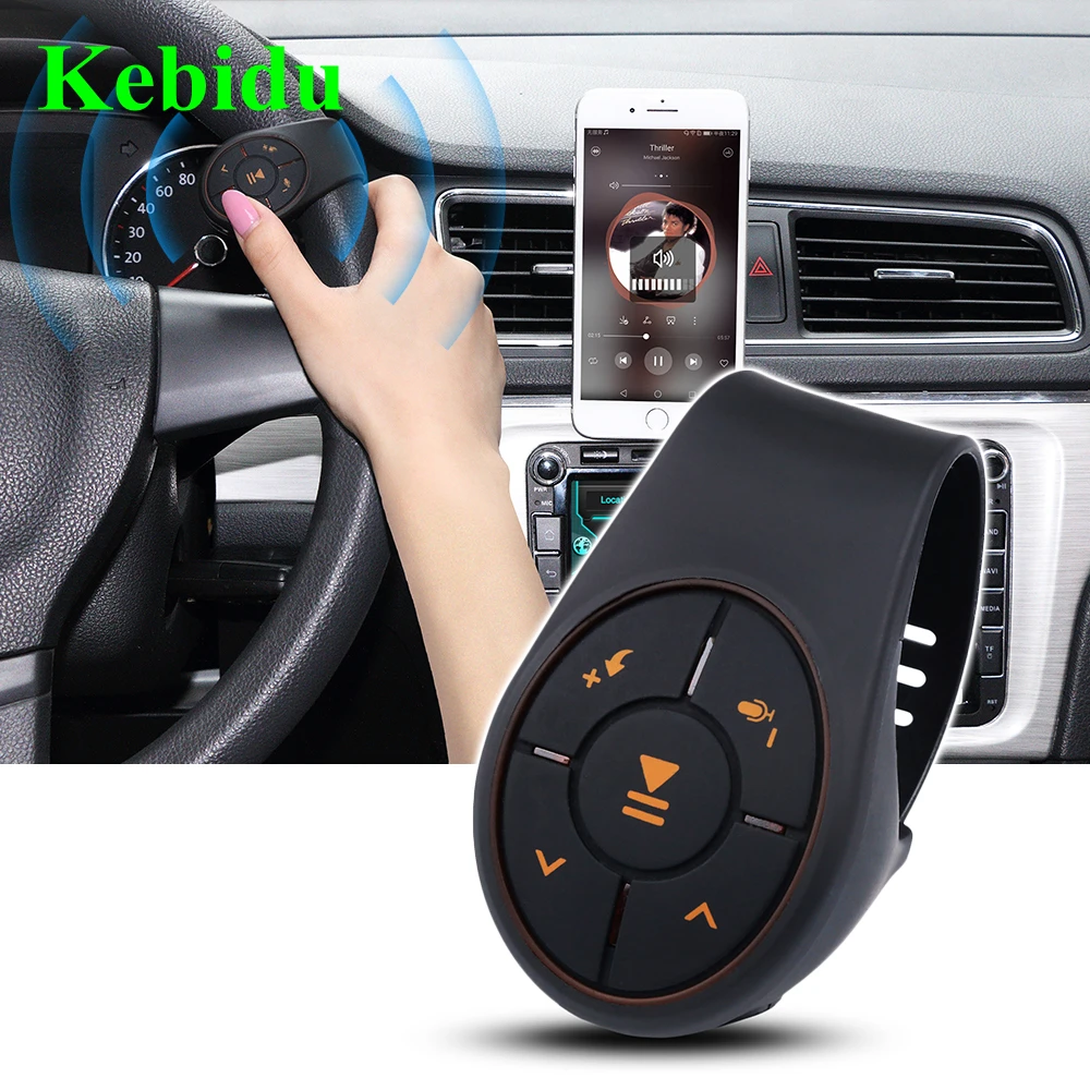 

Kebidu Car Steering Wheel Bluetooth Music Player Controller Universal Remote Control Multimedia Multi-function Button for iOS
