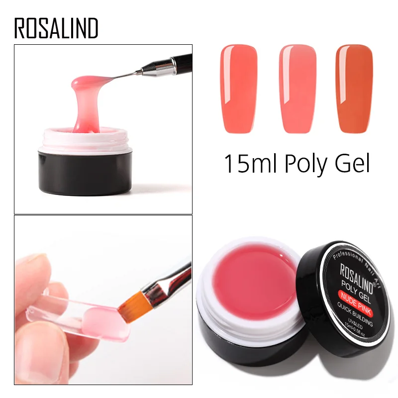 

ROSALIND 15ml Poly Gel For Nail Finger Extension Crystal Gel Nail Polish Semi Vernis Permanent Soak Off Design Manicure Primer