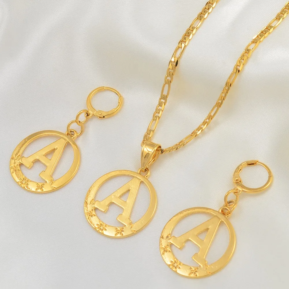 Anniyo от А до Я Алфавит кулон ожерелья для женщин золото Цвет начальные цепочки круглый английские буквы Ювелирные изделия Подарки#105106
