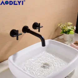 AODEYI Твердый латунный Смеситель для ванной комнаты, черный/матовый золотой/матовый розовое золото 2 Ручки раковины краны 12-052