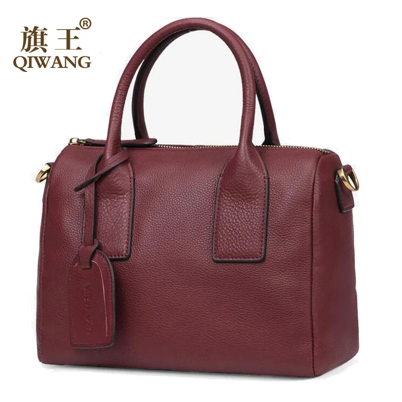 QIWANG Women Luxury Gray Bag Boston Gray Handbag for Women High Quality