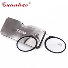 Guanhao Titanium Magnetic Reading Glasses with Case Nose Clip Round Optical Glasses Diopter Prescription Eyewear Reading Glasses