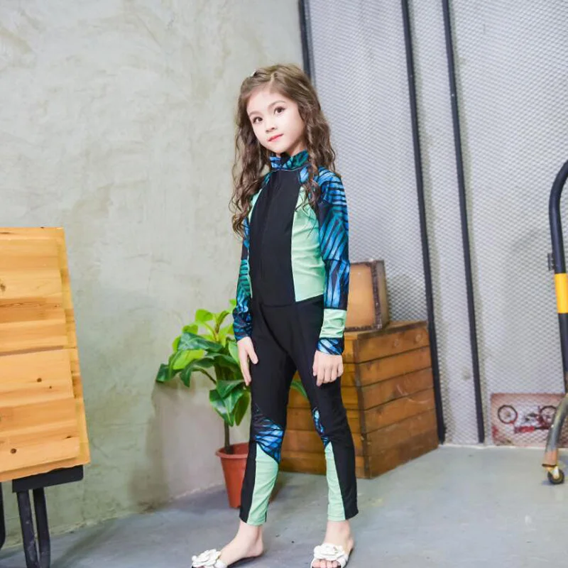 Jersqons 2018 الأطفال ملابس الفتاة تصفح ملابس السباحة الاستحمام الدعاوى كارتون الاطفال طويلة الأكمام بحر أشعة