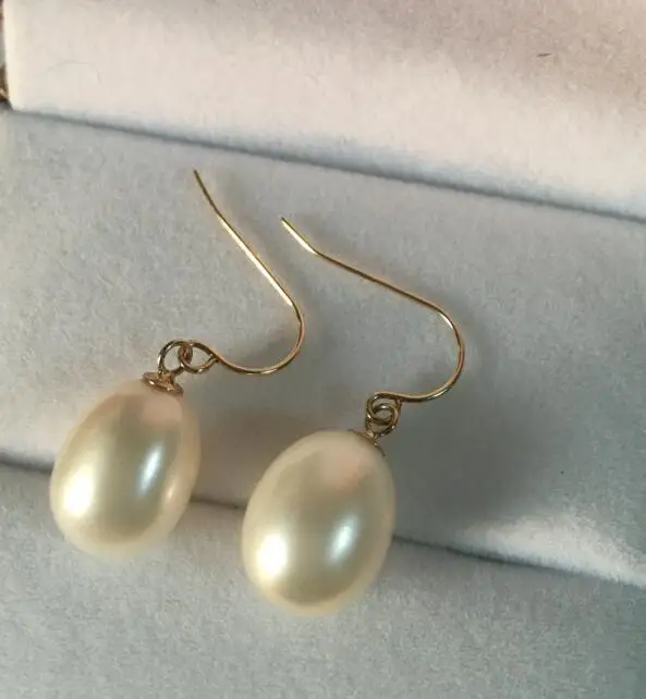 Chic 9.9*11mm Real South Sea Cultured Cream Pearl Drop Earrings 14k ...