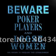 LK933-игроков в покер свободные Для женщин Остерегайтесь светодиодный знак неонового света