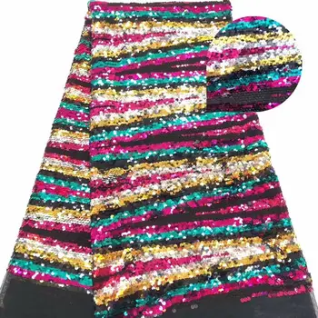 

High quality multicolor sequins African wedding lace fabric Hot selling French net lace fabric New 3d embroidered lace fabric