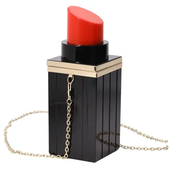 

Personality Black Lipstick Designer Acrylic Wedding Party Clutch Evening Bags Fashion Women Shoulder Crossbody Bag Purses W367