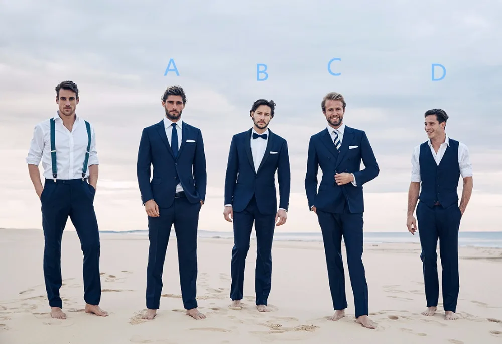 Us 83 02 5 Off Navy Blue Groomsman Tuxedos For Beach Wedding 2 Pieces Men Slim Fit Prom Party Dinner Suits Best Man Suit Groom Wear Custom Made In