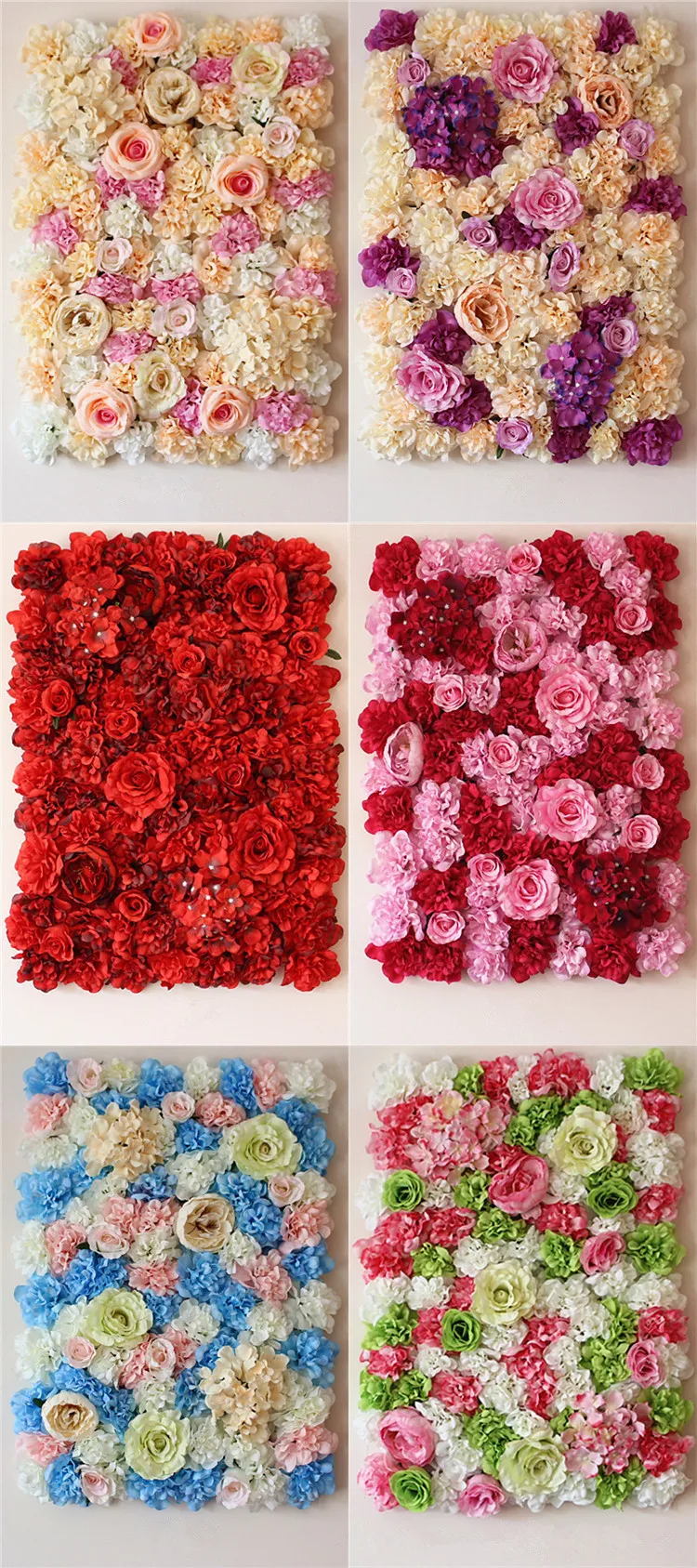 Flone 10PCS Artificial Silk Flower Row Wedding Flower Wall Simulation Rose Hydrangea Peony Nix Flowers Background Hotel Decor (3)