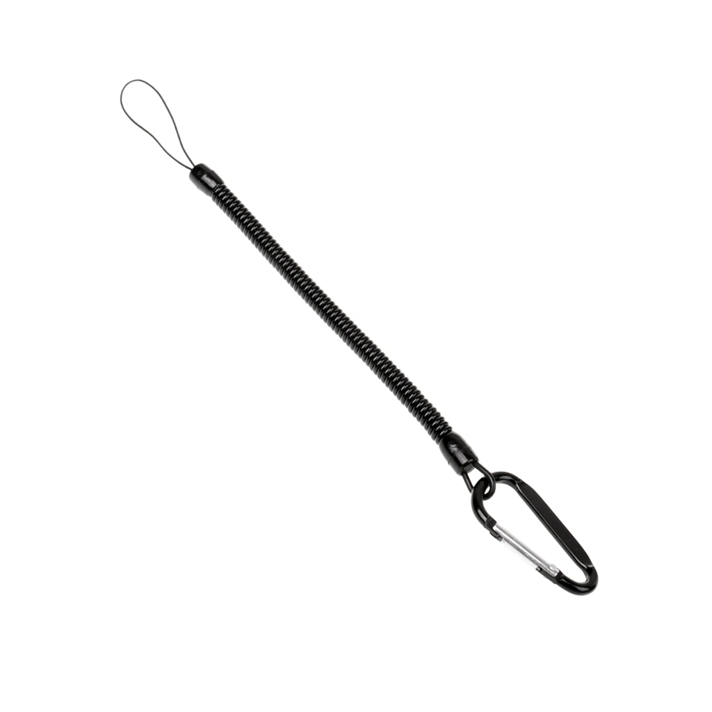 Multifunctiona PU Fishing Lanyard Spring Rope Stretchy Coil Cord Coiled Tether with Carabine