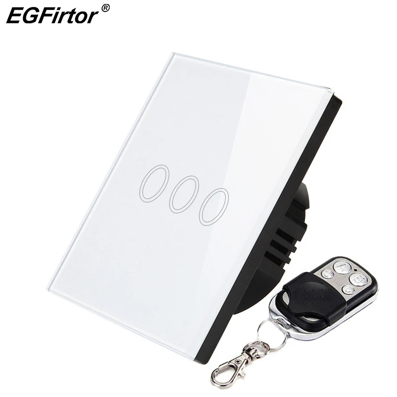 3 Gang Remote Control Wall Light Switch 433MHz Smart Wireless Touch Luxury Crystal Glass Panel | Электроника