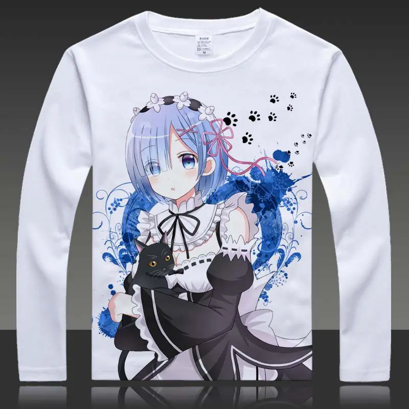 

Re Zero kara Hajimeru Isekai Seikatsu Print T-shirts Emilia Long Sleeve T Shirt Rem Ram Tops Autumn Spring Tees Clothes
