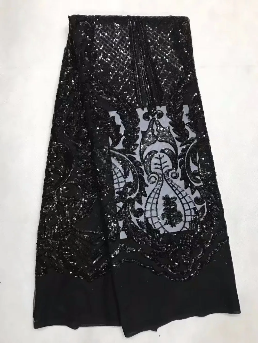 

embroidery french lace fabric with sequins Z-han4205 nice French tulle mesh lace fabric with sequins