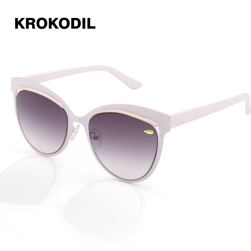 Krokodil роскошные женские солнцезащитные очки модные круглые женские винтажные Ретро брендовые дизайнерские негабаритные женские спортивные солнцезащитные очки Tide 8231 - Цвет линз: white grey