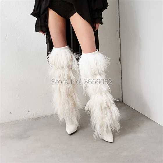 Mujer Sexy Negro Estilete Strappy Azul Del Fringe Zapatos Dedo Nuevo Pie Botas Largas As Rodilla Punta Tacones Runway as Lujo Pic Pic Fetish Blanco ESZnqpT8