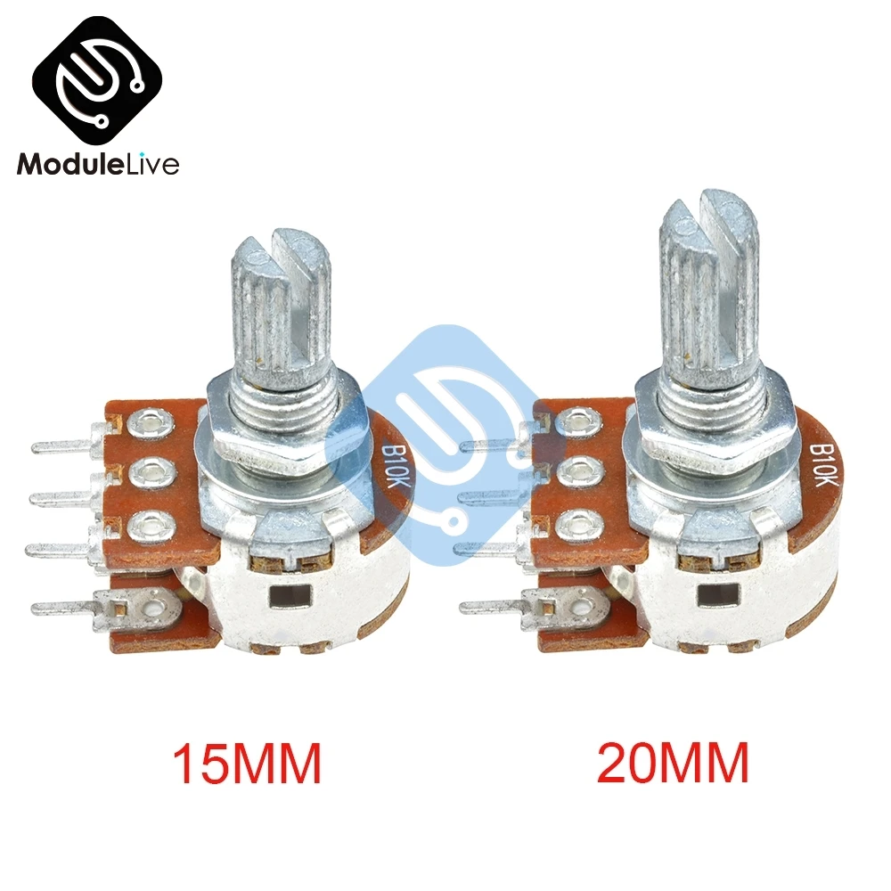 

B10K 15mm 20mm Dual-Stereo-Potentiometer Resistor Poti Potentiometer Mit Welle Split 6Pins for WH148