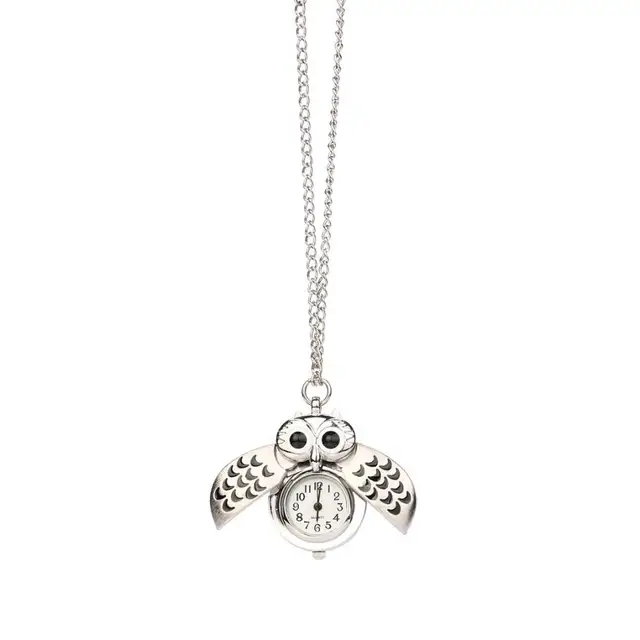 XINIU Vintage Style Retro Slide Owl Pendant Long Necklace Analog Pocket Watch Gi XINIU Vintage Style Retro Slide Owl Pendant Long Necklace Analog Pocket Watch Gi