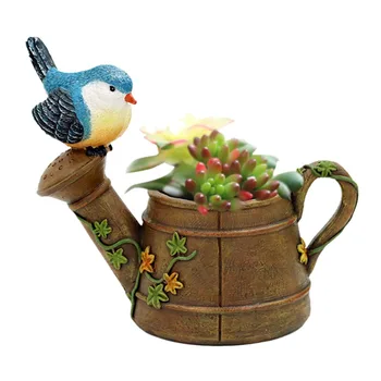 

Resin Planter Flowerpot Pastoral Bird Shower Kawaii Zakka Succulents Flower Pots Micro Landscape Garden New