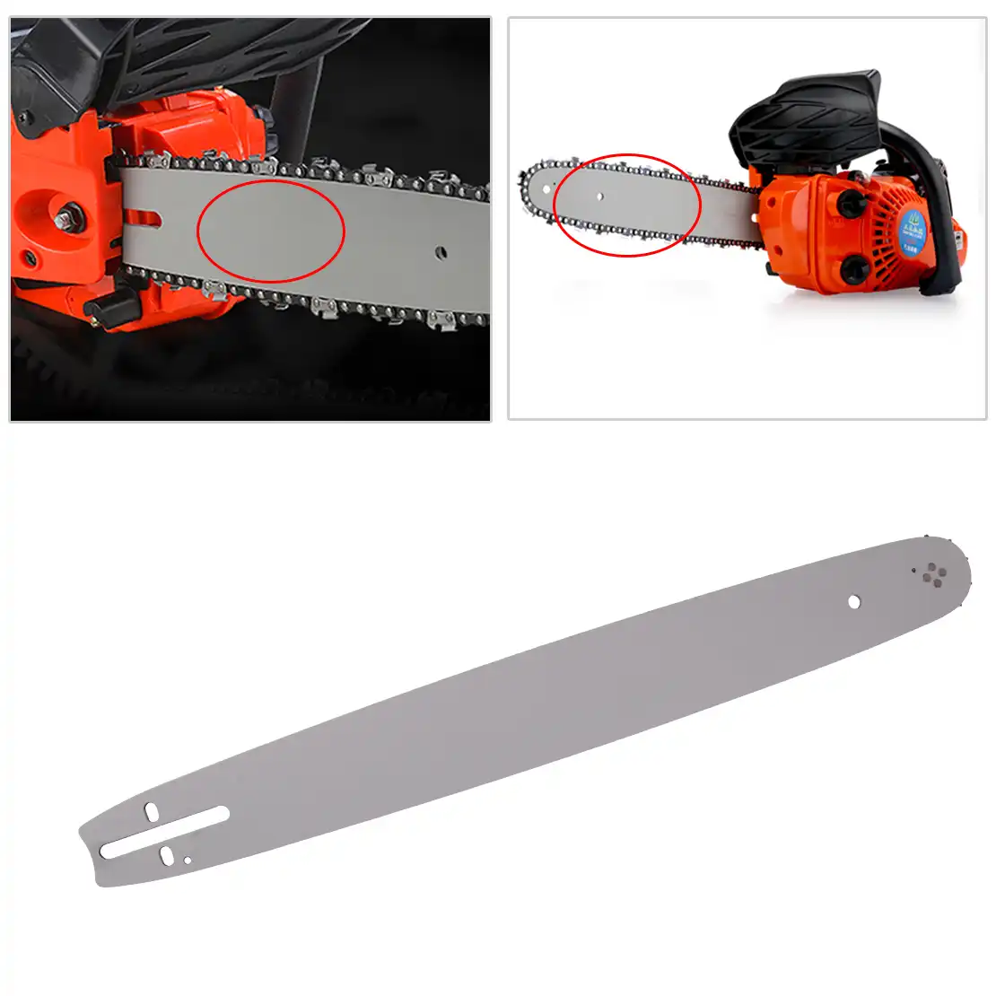 2Pcs 16 inch Guide Bar + Chainsaw Chains Semi Chisel Chain For