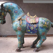 XD 00683 китайских Редкие Regius Pure Bronze перегородчатой Лаки боевой конь СТАТУЯ