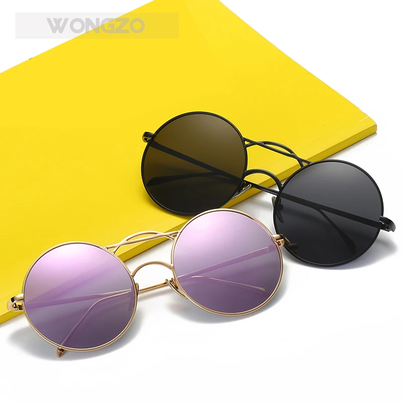 WongZo Personalized UV400 colourful Vacation Trendy for men and women Driving glasses Round Polarized metal frame sunglasses | Аксессуары