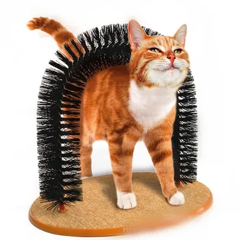

New Arrival Arch Pet Cat Self Groomer With Round Fleece Base Cat Toy Brush Toys For Pets Scratching catching Devices Quick Clean