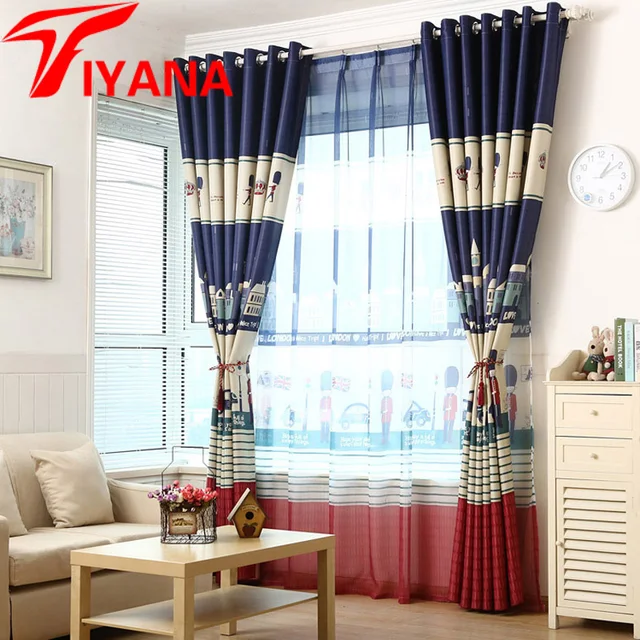 Children Cartoon Boys Bedroom Curtain Sheer Voile Kids Children Cartoon Boys Bedroom Curtain Sheer Voile Kids Blinds Window Shade Cloth Mediterranean Screening Fabric