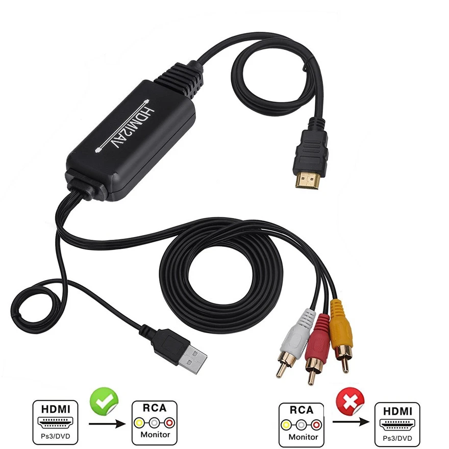 1.8m Hdmi To Rca Av To Hdmi Cable Av2hdmi Hdmi2av Digital Signal 3rca