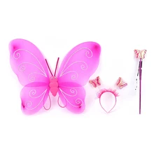 3 pçs/set fada princesa traje de natal borboleta asa varinha bandana linda festa trajes princesa menina crianças