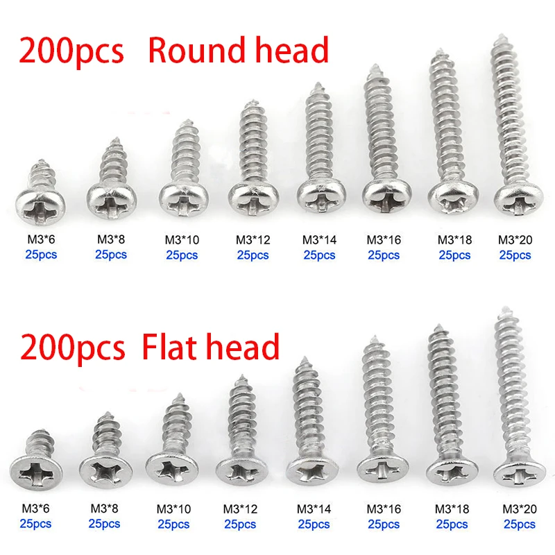 YOFASEN Juego De Tornillos Automoci/ón M3*3 100pcs Negocios M3 Tornillos De M/áquina De Cabeza Plana Phillips Completamente Roscados Para El Hogar
