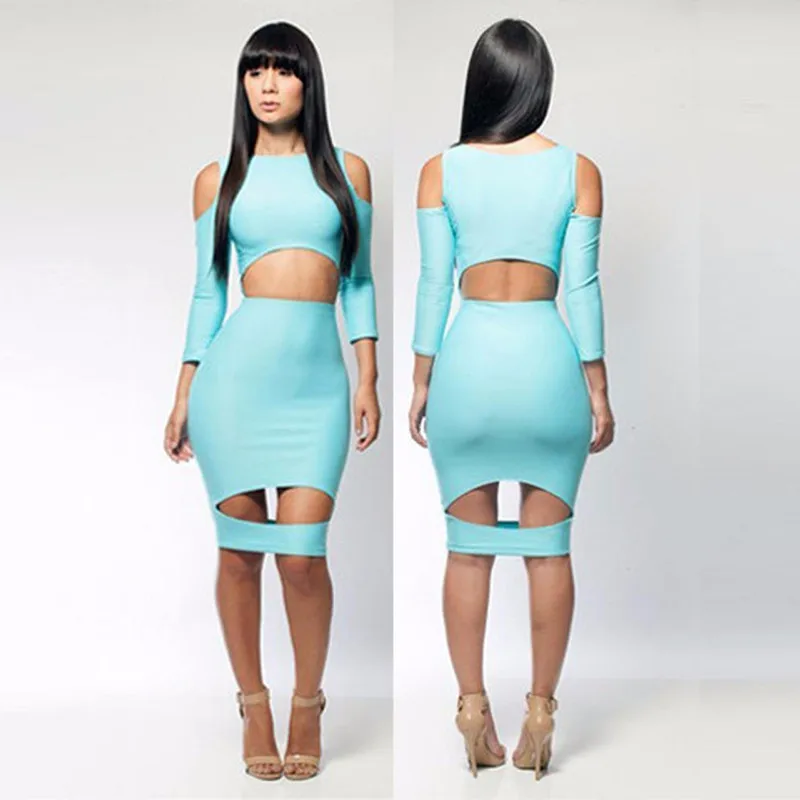 Black Bodycon Dress Women Sexy Cold Shoulder Long Sleeve Wrap Dress Summer Hollow Out Mini Night Club Dress Party Wholesale 2019