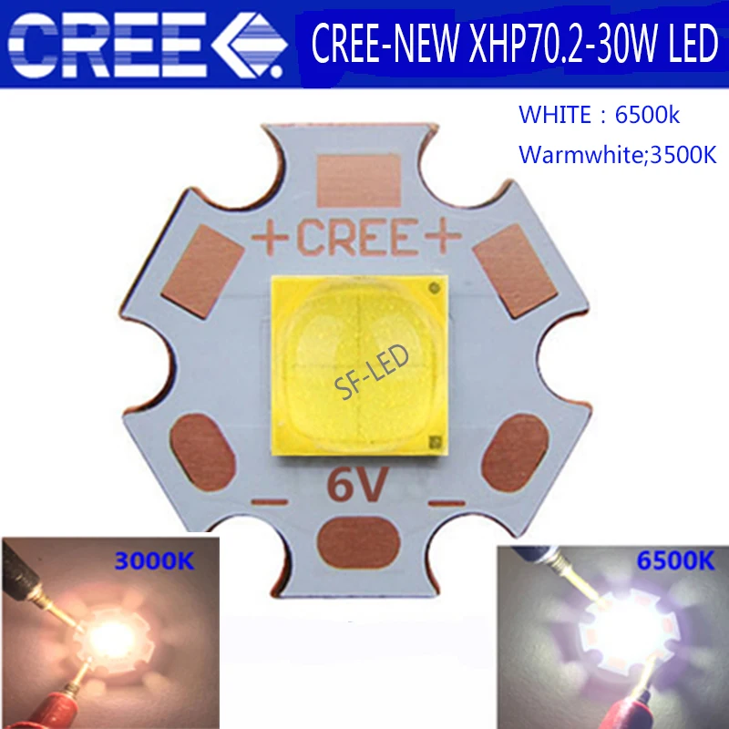 

1PCS 2018 Newest High Power Cree XHP70.2 White 6500K / Warm White 3500K LED Emitter With 20mm DTP Copper MCPCB