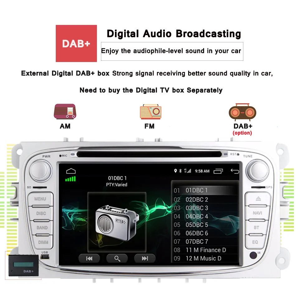 Sale Android 9.0 Octa core 2 Din 7" Car DVD Player For FORD/ focus MONDEO/S-MAX/CONNECT  head unit Car GPS Radio tape recoder 4G RAM 3