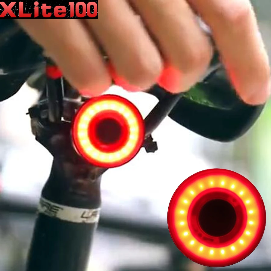 LED Smart Bicycle Rear Light Auto Start//Stop Brake Sensing 6 Modes Tail Light