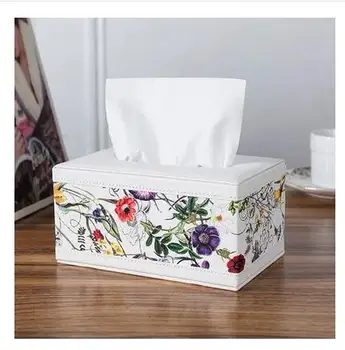

European Creative PU Leather Tissue Box Napkin Holder Pattern Paper Towel House Hold Home Decoration Napkin Holder Box 6ZJ029