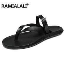 Ramialali/летние мужские сандалии из кожи; высококачественные дышащие мужские пляжные сандалии; повседневная мужская обувь в гладиаторском стиле