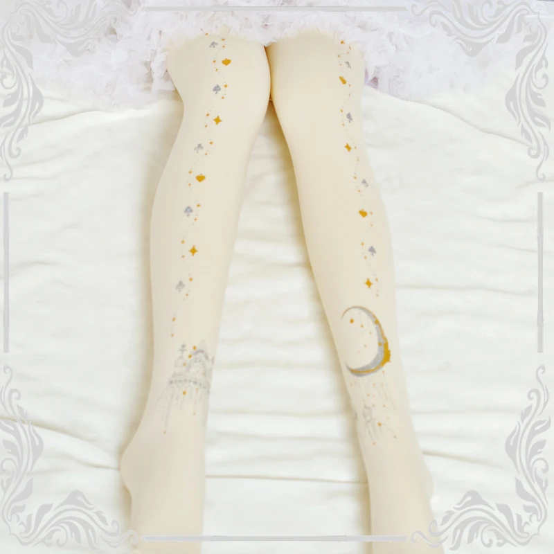

Japanese sweet Lolita tights pantyhose Retro Lolita Xingyue castle hot stamping print girl dressing tights