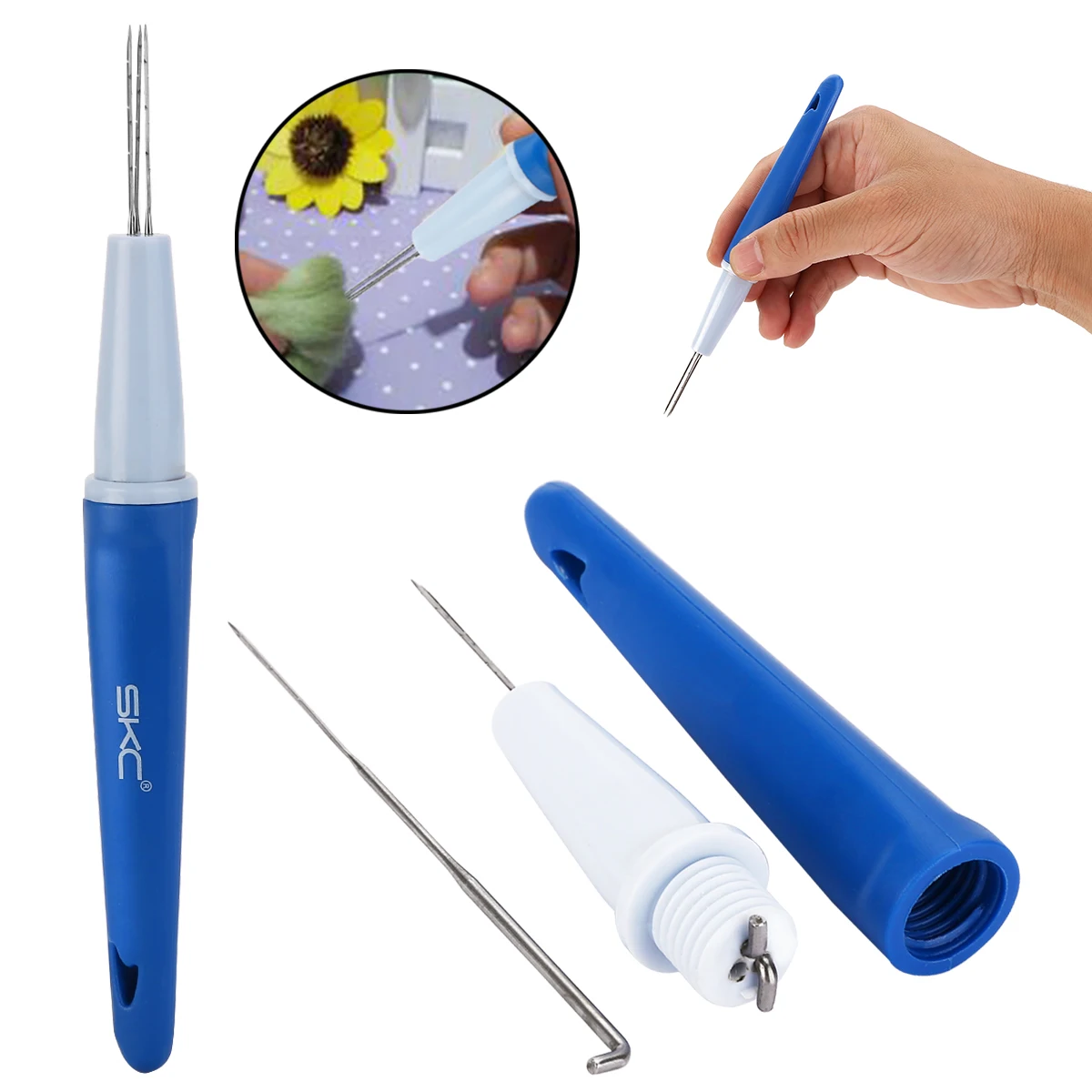 1pc Needle Felting Tool With 3 Needles Plastic Handle Knitting Tools Wool Embroidery Craft Pen Shape Felted Kit