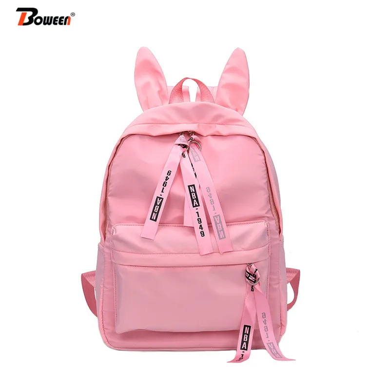 

Korean Backpack Girls Teenager School Bags Oxford Middle School Student Bagpack Rabbit Ears Outdoor Casual Back Pack Women 2019