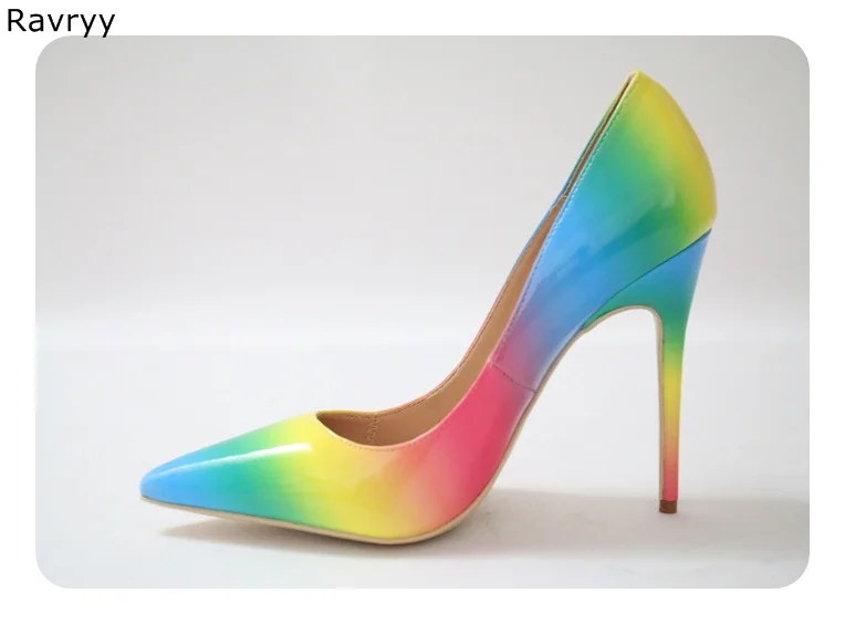 

Candy Color Rainbow Pink Yellow Blue Woman high heels Pointed Toe Sexy Pumps Thin heel female dress shoes stiletto OL out fits