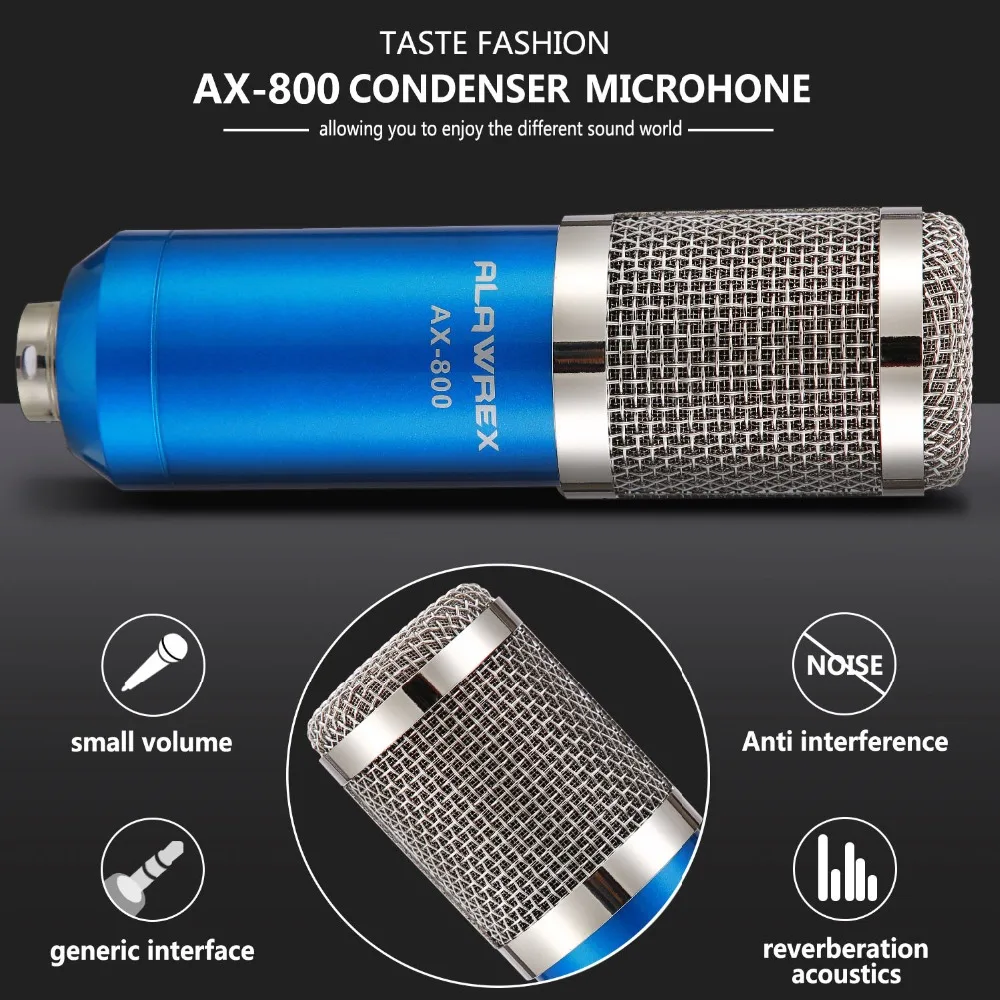 Микрофон ALAWREX AX 800 конденсаторный микрофон для звукозаписи с амортизирующим