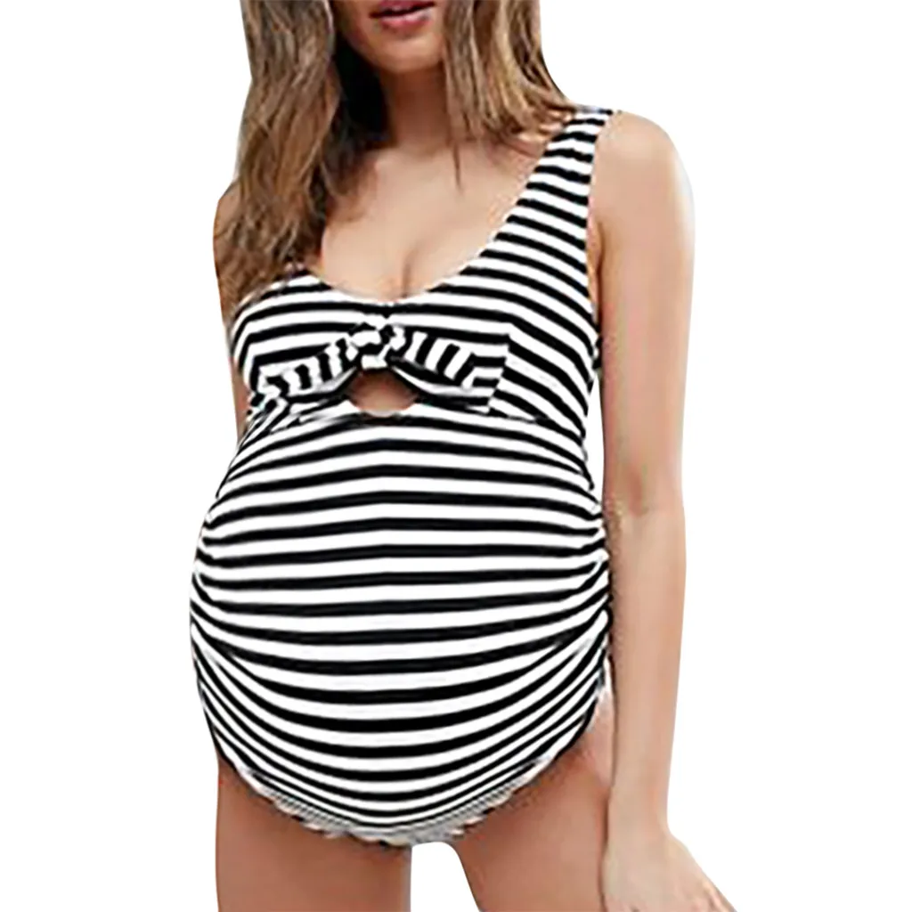 Telotuny для беременных женщин, плюс размер, купальник для беременных, танкини для беременных, женский полосатый купальник с ремешками, Холтер для беременных, пляжная одежда#40